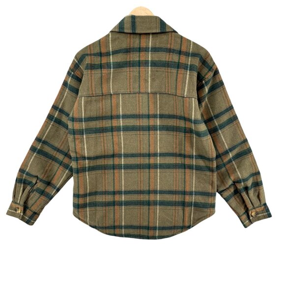 Cozi Scala Woven Shacket Womens Brown Plaid Lined Long Sleeve Jacket Size S - Picture 2 of 12